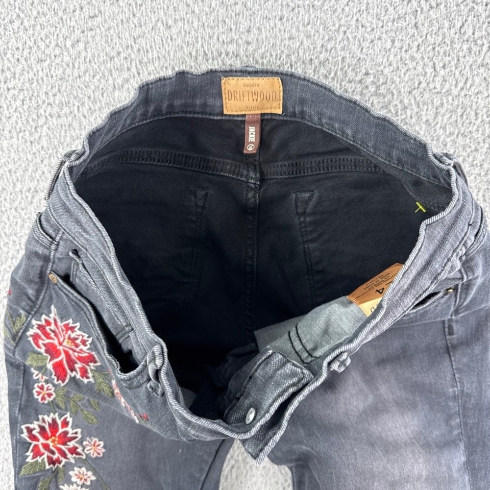 Driftwood Jeans Womens 24X28 Black Jackie Embroidered Floral Denim Classic Fit - Picture 5 of 16
